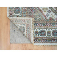 Load image into Gallery viewer, 6&#39;1&quot;x9&#39; Ivory, Shiraz Reimagined Unique Flower Rosettes Border Design, Thick And Plush Soft Pile, Natural Wool, Hand Knotted, Tone On Tone, Sustainable Oriental Rug FWR393462