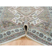 Load image into Gallery viewer, 6&#39;1&quot;x9&#39; Ivory, Shiraz Reimagined Unique Flower Rosettes Border Design, Thick And Plush Soft Pile, Natural Wool, Hand Knotted, Tone On Tone, Sustainable Oriental Rug FWR393462