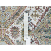 Load image into Gallery viewer, 6&#39;1&quot;x9&#39; Ivory, Shiraz Reimagined Unique Flower Rosettes Border Design, Thick And Plush Soft Pile, Natural Wool, Hand Knotted, Tone On Tone, Sustainable Oriental Rug FWR393462