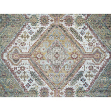 Load image into Gallery viewer, 6&#39;1&quot;x9&#39; Ivory, Shiraz Reimagined Unique Flower Rosettes Border Design, Thick And Plush Soft Pile, Natural Wool, Hand Knotted, Tone On Tone, Sustainable Oriental Rug FWR393462