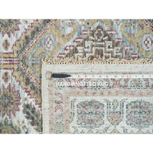 Load image into Gallery viewer, 6&#39;1&quot;x9&#39; Ivory, Shiraz Reimagined Unique Flower Rosettes Border Design, Thick And Plush Soft Pile, Natural Wool, Hand Knotted, Tone On Tone, Sustainable Oriental Rug FWR393462