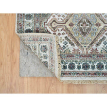 Load image into Gallery viewer, 4&#39;x5&#39;10&quot; Ivory, Shiraz Reimagined Unique Flower Rosettes Border Design, Vegetable Dyes, Natural Wool, Hand Knotted, Tone On Tone, Sustainable Oriental Rug FWR393468