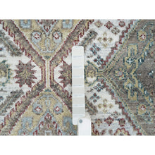 Load image into Gallery viewer, 4&#39;x5&#39;10&quot; Ivory, Shiraz Reimagined Unique Flower Rosettes Border Design, Vegetable Dyes, Natural Wool, Hand Knotted, Tone On Tone, Sustainable Oriental Rug FWR393468