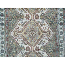 Load image into Gallery viewer, 4&#39;x5&#39;10&quot; Ivory, Shiraz Reimagined Unique Flower Rosettes Border Design, Vegetable Dyes, Natural Wool, Hand Knotted, Tone On Tone, Sustainable Oriental Rug FWR393468