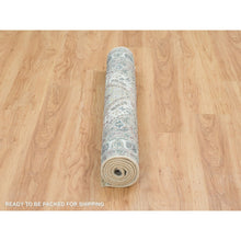 Load image into Gallery viewer, 4&#39;x5&#39;10&quot; Ivory, Shiraz Reimagined Unique Flower Rosettes Border Design, Vegetable Dyes, Natural Wool, Hand Knotted, Tone On Tone, Sustainable Oriental Rug FWR393468