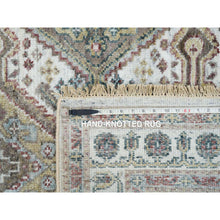 Load image into Gallery viewer, 4&#39;x5&#39;10&quot; Ivory, Shiraz Reimagined Unique Flower Rosettes Border Design, Vegetable Dyes, Natural Wool, Hand Knotted, Tone On Tone, Sustainable Oriental Rug FWR393468