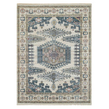 Load image into Gallery viewer, 7&#39;9&quot;x10&#39;4&quot; Ivory with Soft Tones, Natural Wool, Hand Knotted, Thick and Plush Soft Pile, Reimagined Persian Viss Design, Vegetable Dyes, Oriental Rug FWR393516