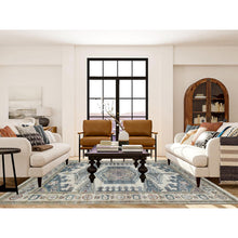 Load image into Gallery viewer, 7&#39;9&quot;x10&#39;4&quot; Ivory with Soft Tones, Natural Wool, Hand Knotted, Thick and Plush Soft Pile, Reimagined Persian Viss Design, Vegetable Dyes, Oriental Rug FWR393516