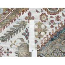 Load image into Gallery viewer, 9&#39;9&quot;x9&#39;9&quot; Ivory, Hand Knotted, Tone On Tone, Original Wool, Shiraz Reimagined Unique Flower Rosettes Border Design, Soft Pile, Round Sustainable Oriental Rug FWR393534
