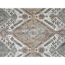 Load image into Gallery viewer, 9&#39;9&quot;x9&#39;9&quot; Ivory, Hand Knotted, Tone On Tone, Original Wool, Shiraz Reimagined Unique Flower Rosettes Border Design, Soft Pile, Round Sustainable Oriental Rug FWR393534