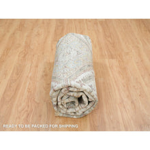 Load image into Gallery viewer, 9&#39;9&quot;x9&#39;9&quot; Ivory, Hand Knotted, Tone On Tone, Original Wool, Shiraz Reimagined Unique Flower Rosettes Border Design, Soft Pile, Round Sustainable Oriental Rug FWR393534