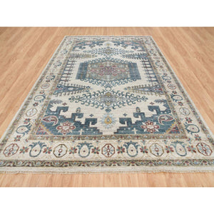 10'x14' Ivory With Soft Tones, Hand Knotted, Reimagined Persian Viss Design, Plush And Lush Soft Pile, 100% Wool, Natural Dyes, Oriental Rug FWR393570