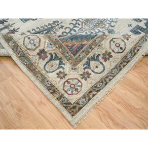 10'x14' Ivory With Soft Tones, Hand Knotted, Reimagined Persian Viss Design, Plush And Lush Soft Pile, 100% Wool, Natural Dyes, Oriental Rug FWR393570
