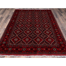 Load image into Gallery viewer, 5&#39;x6&#39;7&quot; Scarlet Red, Afghan Khamyab with All Over Geometric Pattern, Pure Wool, Vegetable Dyes, Hand Knotted, Oriental Rug 55 FWR3930