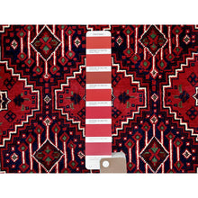 Load image into Gallery viewer, 5&#39;x6&#39;7&quot; Scarlet Red, Afghan Khamyab with All Over Geometric Pattern, Pure Wool, Vegetable Dyes, Hand Knotted, Oriental Rug 55 FWR3930