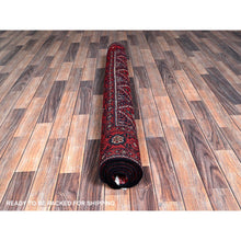 Load image into Gallery viewer, 5&#39;x6&#39;7&quot; Scarlet Red, Afghan Khamyab With All Over Geometric Pattern, Pure Wool, Vegetable Dyes, Hand Knotted, Oriental Rug FWR3930