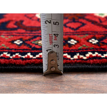 Load image into Gallery viewer, 5&#39;x6&#39;7&quot; Scarlet Red, Afghan Khamyab with All Over Geometric Pattern, Pure Wool, Vegetable Dyes, Hand Knotted, Oriental Rug 55 FWR3930