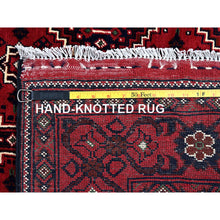 Load image into Gallery viewer, 5&#39;x6&#39;7&quot; Scarlet Red, Afghan Khamyab With All Over Geometric Pattern, Pure Wool, Vegetable Dyes, Hand Knotted, Oriental Rug FWR3930
