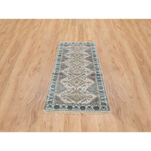 Load image into Gallery viewer, 2&#39;8&quot;x6&#39; Ivory, Organic Wool Hand Knotted, Shiraz Reimagined, Thick And Lush Soft Pile, Unique Flower Rosettes Border Design, Runner Sustainable Oriental Rug FWR393606