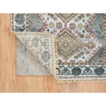 Load image into Gallery viewer, 2&#39;8&quot;x6&#39; Ivory, Organic Wool Hand Knotted, Shiraz Reimagined, Thick And Lush Soft Pile, Unique Flower Rosettes Border Design, Runner Sustainable Oriental Rug FWR393606