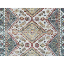 Load image into Gallery viewer, 2&#39;8&quot;x6&#39; Ivory, Organic Wool Hand Knotted, Shiraz Reimagined, Thick And Lush Soft Pile, Unique Flower Rosettes Border Design, Runner Sustainable Oriental Rug FWR393606
