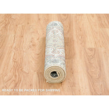 Load image into Gallery viewer, 2&#39;8&quot;x6&#39; Ivory, Organic Wool Hand Knotted, Shiraz Reimagined, Thick And Lush Soft Pile, Unique Flower Rosettes Border Design, Runner Sustainable Oriental Rug FWR393606