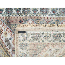Load image into Gallery viewer, 2&#39;8&quot;x6&#39; Ivory, Organic Wool Hand Knotted, Shiraz Reimagined, Thick And Lush Soft Pile, Unique Flower Rosettes Border Design, Runner Sustainable Oriental Rug FWR393606