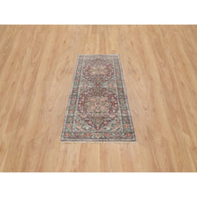 Load image into Gallery viewer, 2&#39;7&quot;x6&#39; Light Burgundy, Heriz Revival, Organic Wool, Hand Knotted, Runner, Soft To The Touch Pile Oriental Rug  FWR393612