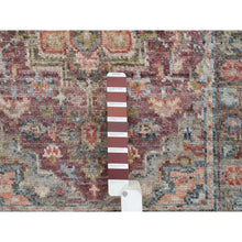 Load image into Gallery viewer, 2&#39;7&quot;x6&#39; Light Burgundy, Heriz Revival, Organic Wool, Hand Knotted, Runner, Soft To The Touch Pile Oriental Rug  FWR393612