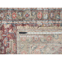 Load image into Gallery viewer, 2&#39;7&quot;x6&#39; Light Burgundy, Heriz Revival, Organic Wool, Hand Knotted, Runner, Soft To The Touch Pile Oriental Rug  FWR393612