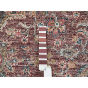 8'x8' Light Burgundy, Vegetable Dyes, Soft Wool, Heriz Revival, Thick And Plush, Hand Knotted, Round Oriental Rug FWR393672