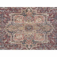 Load image into Gallery viewer, 8&#39;x8&#39; Light Burgundy, Vegetable Dyes, Soft Wool, Heriz Revival, Thick And Plush, Hand Knotted, Round Oriental Rug FWR393672