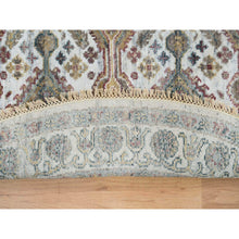 Load image into Gallery viewer, 5&#39;10&quot;x5&#39;10&quot; Ivory, Shiraz Reimagined Unique Flower Rosettes Border Design, Soft Pile, Soft Wool Hand Knotted, Tone On Tone, Round Sustainable Oriental Rug FWR393690