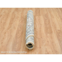Load image into Gallery viewer, 5&#39;10&quot;x5&#39;10&quot; Ivory, Shiraz Reimagined Unique Flower Rosettes Border Design, Soft Pile, Soft Wool Hand Knotted, Tone On Tone, Round Sustainable Oriental Rug FWR393690