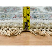 Load image into Gallery viewer, 5&#39;10&quot;x5&#39;10&quot; Ivory, Shiraz Reimagined Unique Flower Rosettes Border Design, Soft Pile, Soft Wool Hand Knotted, Tone On Tone, Round Sustainable Oriental Rug FWR393690