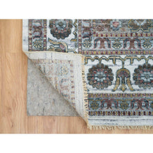 Load image into Gallery viewer, 9&#39;10&quot;x10&#39; Ivory, Natural Dyes, Tone On Tone, Extra Soft Wool, Hand Knotted Shiraz Reimagined Unique Flower Rosettes Border Design, Soft &amp; Vibrant Pile, Oriental Rug FWR393708