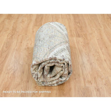 Load image into Gallery viewer, 9&#39;10&quot;x10&#39; Ivory, Natural Dyes, Tone On Tone, Extra Soft Wool, Hand Knotted Shiraz Reimagined Unique Flower Rosettes Border Design, Soft &amp; Vibrant Pile, Oriental Rug FWR393708