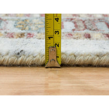 Load image into Gallery viewer, 9&#39;10&quot;x10&#39; Ivory, Natural Dyes, Tone On Tone, Extra Soft Wool, Hand Knotted Shiraz Reimagined Unique Flower Rosettes Border Design, Soft &amp; Vibrant Pile, Oriental Rug FWR393708