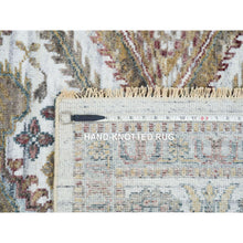 Load image into Gallery viewer, 9&#39;10&quot;x10&#39; Ivory, Natural Dyes, Tone On Tone, Extra Soft Wool, Hand Knotted Shiraz Reimagined Unique Flower Rosettes Border Design, Soft &amp; Vibrant Pile, Oriental Rug FWR393708