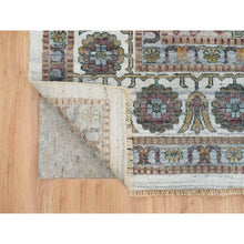 Load image into Gallery viewer, 12&#39;x17&#39;10&quot; Ivory, Organic Wool Hand Knotted, Shiraz Reimagined, Soft And Vibrant Pile, Unique Flower Rosettes Border Design, Oversize Sustainable Oriental Rug FWR393726
