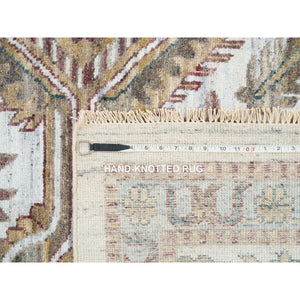 12'x17'10" Ivory, Organic Wool Hand Knotted, Shiraz Reimagined, Soft And Vibrant Pile, Unique Flower Rosettes Border Design, Oversize Sustainable Oriental Rug FWR393726