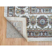 Load image into Gallery viewer, 13&#39;9&quot;x15&#39;10&quot; Ivory, Hand Knotted, Natural Dyes, 100% Wool, Shiraz Reimagined, Thick And Plush, Unique Flower Rosettes Border Design, Oversize Sustainable Oriental Rug FWR393732
