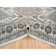 Load image into Gallery viewer, 13&#39;9&quot;x15&#39;10&quot; Ivory, Hand Knotted, Natural Dyes, 100% Wool, Shiraz Reimagined, Thick And Plush, Unique Flower Rosettes Border Design, Oversize Sustainable Oriental Rug FWR393732