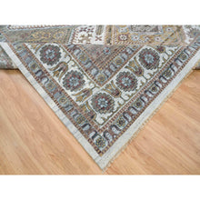 Load image into Gallery viewer, 13&#39;9&quot;x15&#39;10&quot; Ivory, Hand Knotted, Natural Dyes, 100% Wool, Shiraz Reimagined, Thick And Plush, Unique Flower Rosettes Border Design, Oversize Sustainable Oriental Rug FWR393732