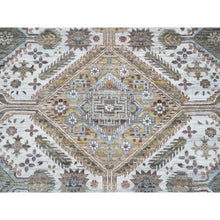 Load image into Gallery viewer, 13&#39;9&quot;x15&#39;10&quot; Ivory, Hand Knotted, Natural Dyes, 100% Wool, Shiraz Reimagined, Thick And Plush, Unique Flower Rosettes Border Design, Oversize Sustainable Oriental Rug FWR393732