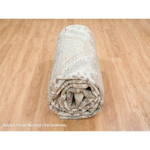 Load image into Gallery viewer, 13&#39;9&quot;x15&#39;10&quot; Ivory, Hand Knotted, Natural Dyes, 100% Wool, Shiraz Reimagined, Thick And Plush, Unique Flower Rosettes Border Design, Oversize Sustainable Oriental Rug FWR393732