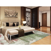 Load image into Gallery viewer, 9&#39;x11&#39;10&quot; Spring Green, All Wool, Thick And Plush, Tone On Tone, Hand Knotted, Pastel Colors Dripping Clouds Design, Modern Rug FWR393738