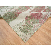 Load image into Gallery viewer, 9&#39;x11&#39;10&quot; Spring Green, All Wool, Thick And Plush, Tone On Tone, Hand Knotted, Pastel Colors Dripping Clouds Design, Modern Rug FWR393738