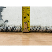Load image into Gallery viewer, 9&#39;3&quot;x11&#39;9&quot; Black and Orange, Soft and Luxurious, Abstract with Curvilinear Motif, All Wool, Tone on Tone, Hand Knotted, Dense Weave, Modern Rug FWR393744