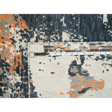 Load image into Gallery viewer, 9&#39;3&quot;x11&#39;9&quot; Black and Orange, Soft and Luxurious, Abstract with Curvilinear Motif, All Wool, Tone on Tone, Hand Knotted, Dense Weave, Modern Rug FWR393744